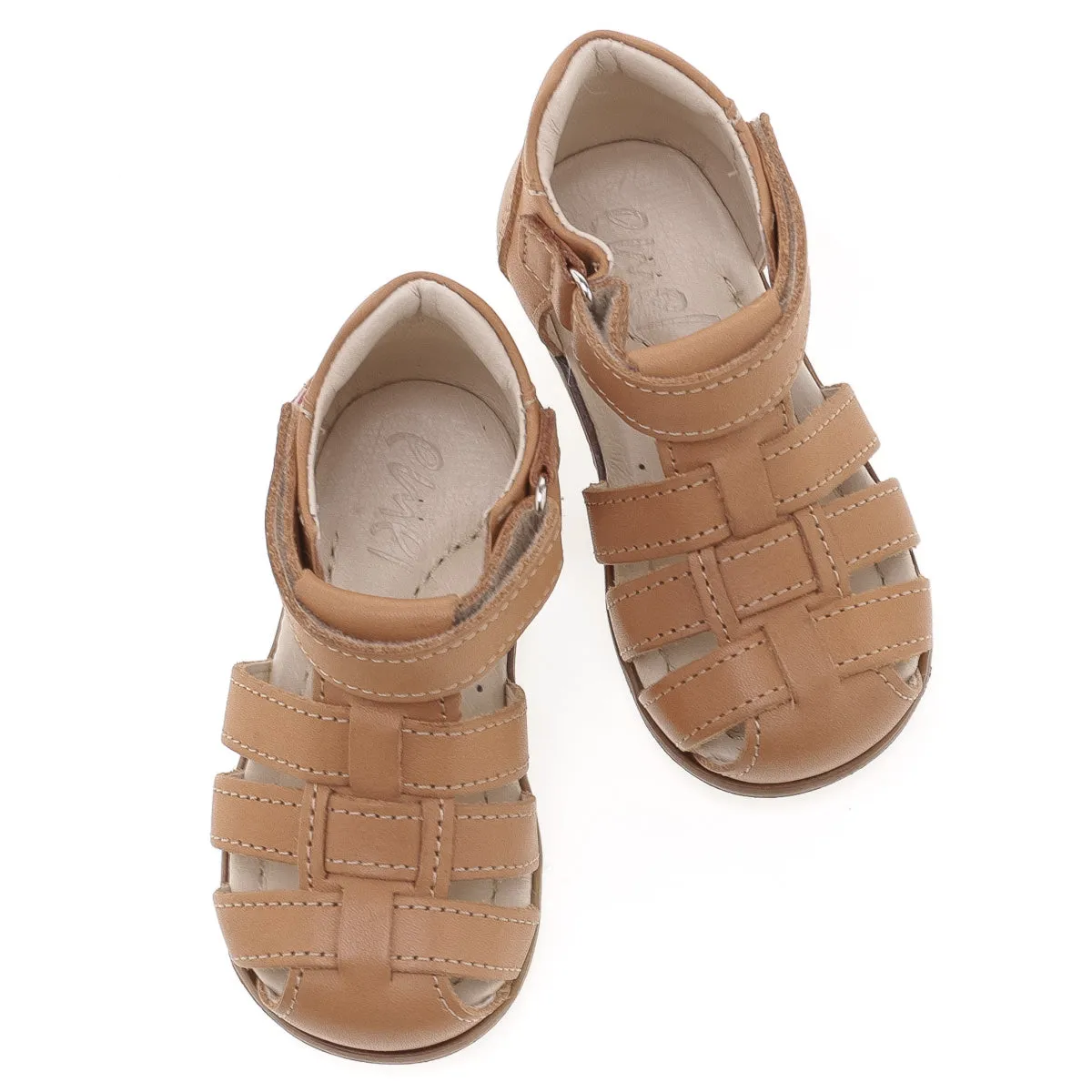 (1093-9) Emel cognac closed sandals