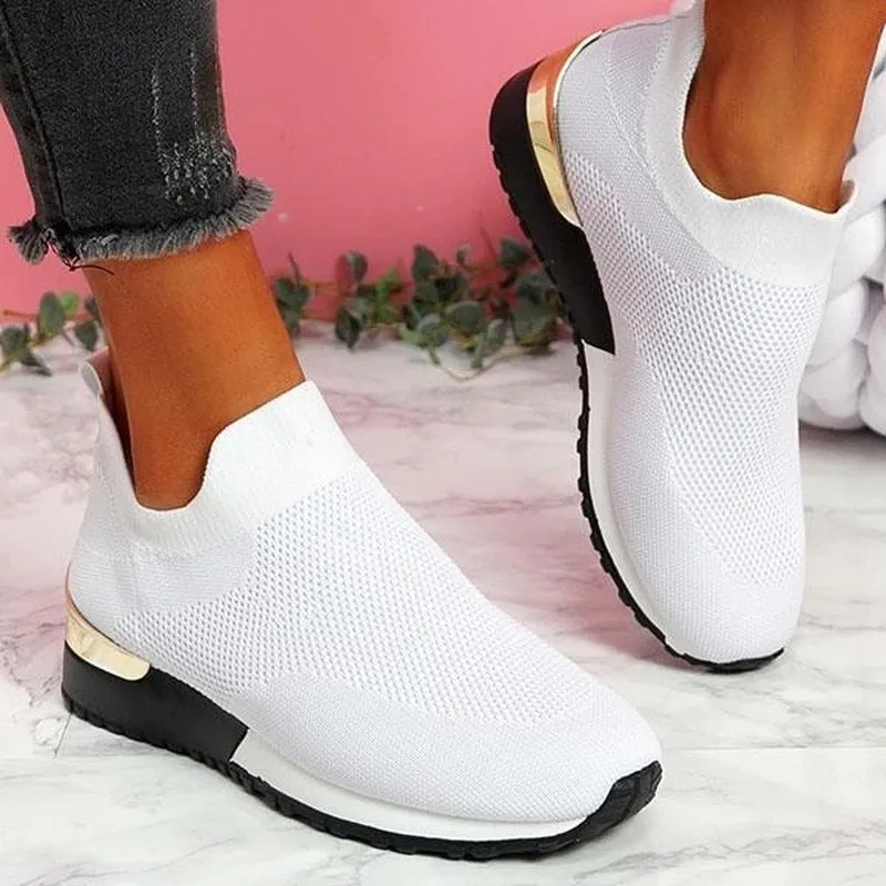 2022 Women Lightweight Knitted Slip-on Vulcanized Sneakers