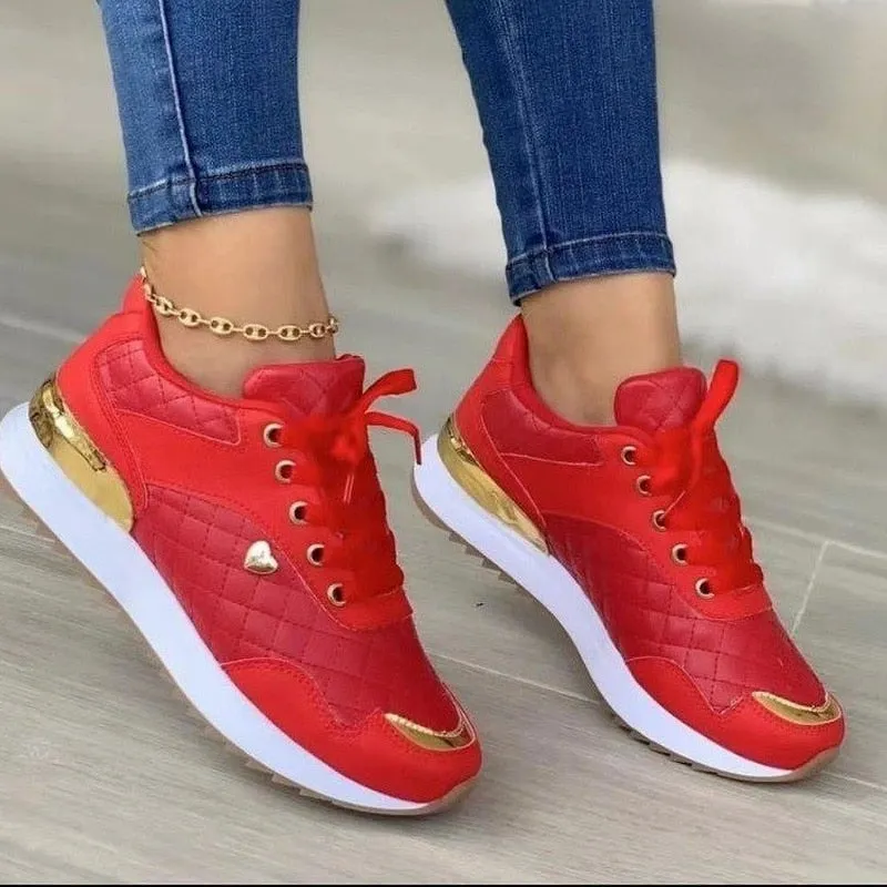 2022 Women PU Leather Patchwork Sneakers