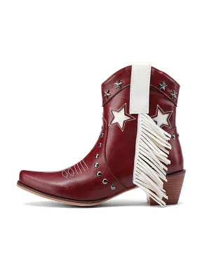 2024 New High Heeled Women Western Ankle Boots Pointed Toed