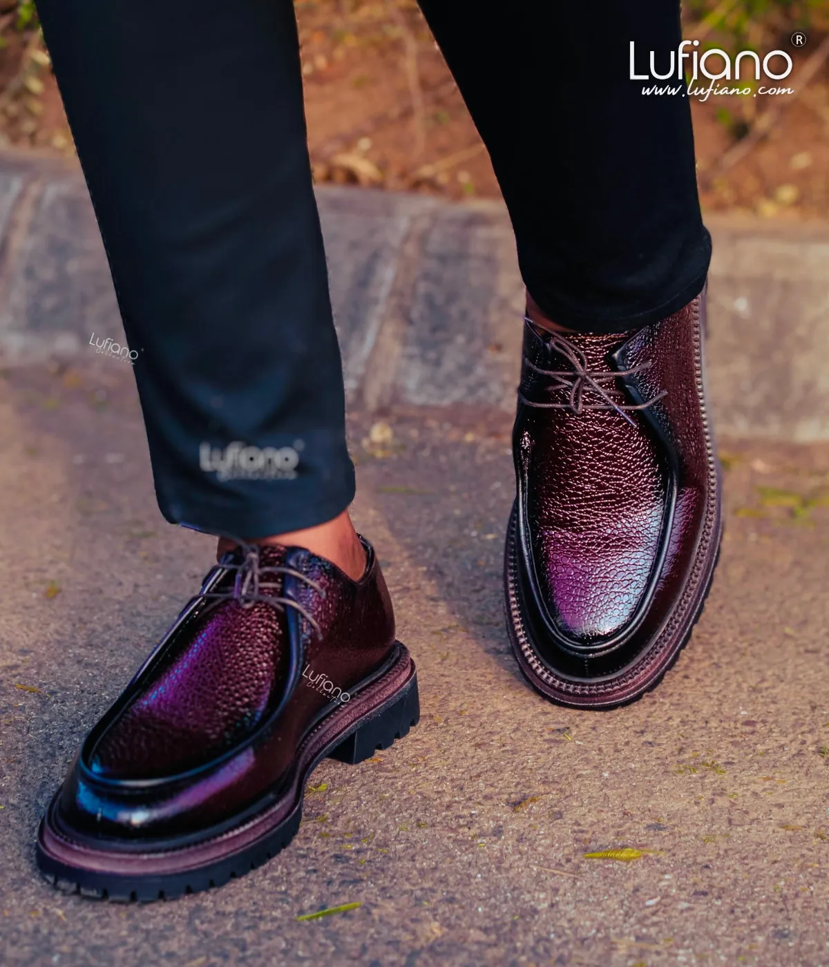 210- Lufiano Lace up: Burgundy