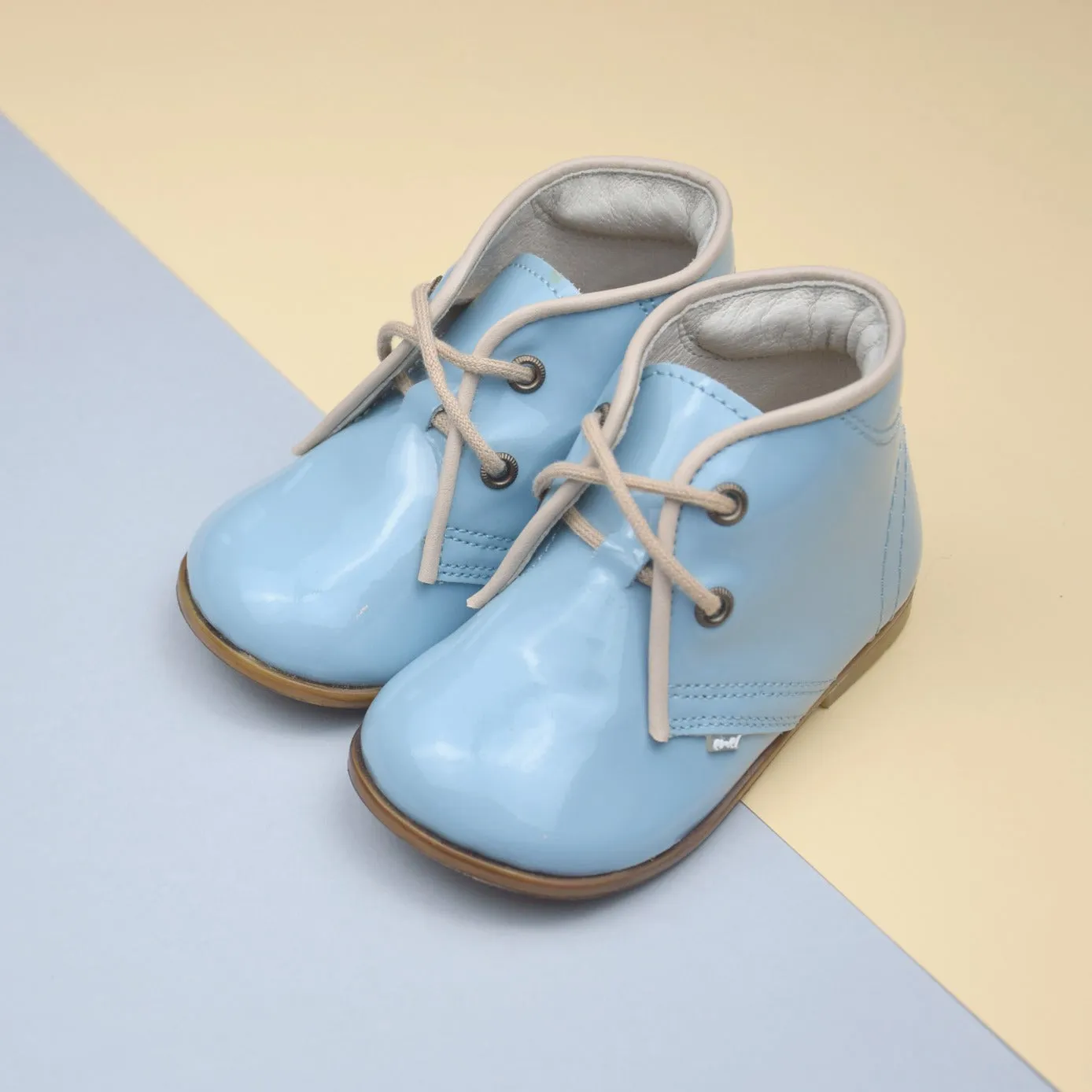 (2393-11) Blue Patent Leather Lace Up Shoes