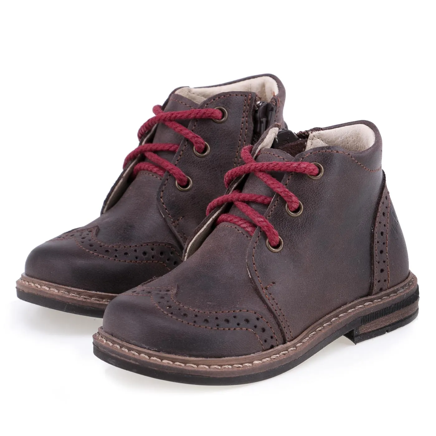 (2689-K1) Brown Lace Up Winter Boots brogue