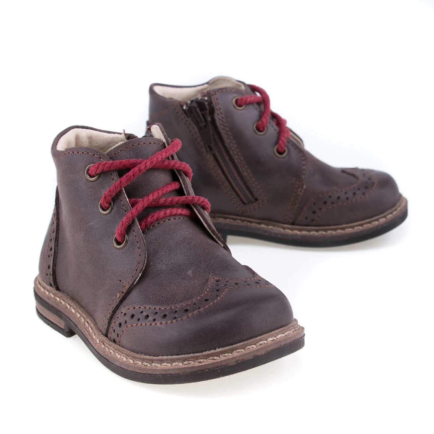 (2689-K1) Brown Lace Up Winter Boots brogue