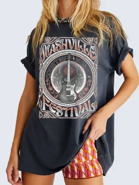 27 Nashville Festival Guitar Oversized Graphic Tee