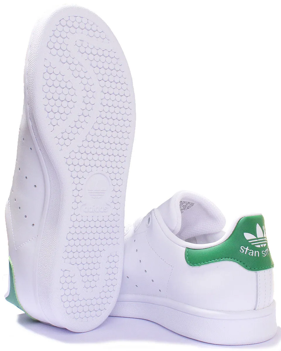 Adidas Stan Smith J Lace Up Leather Trainers In White Green For Youth