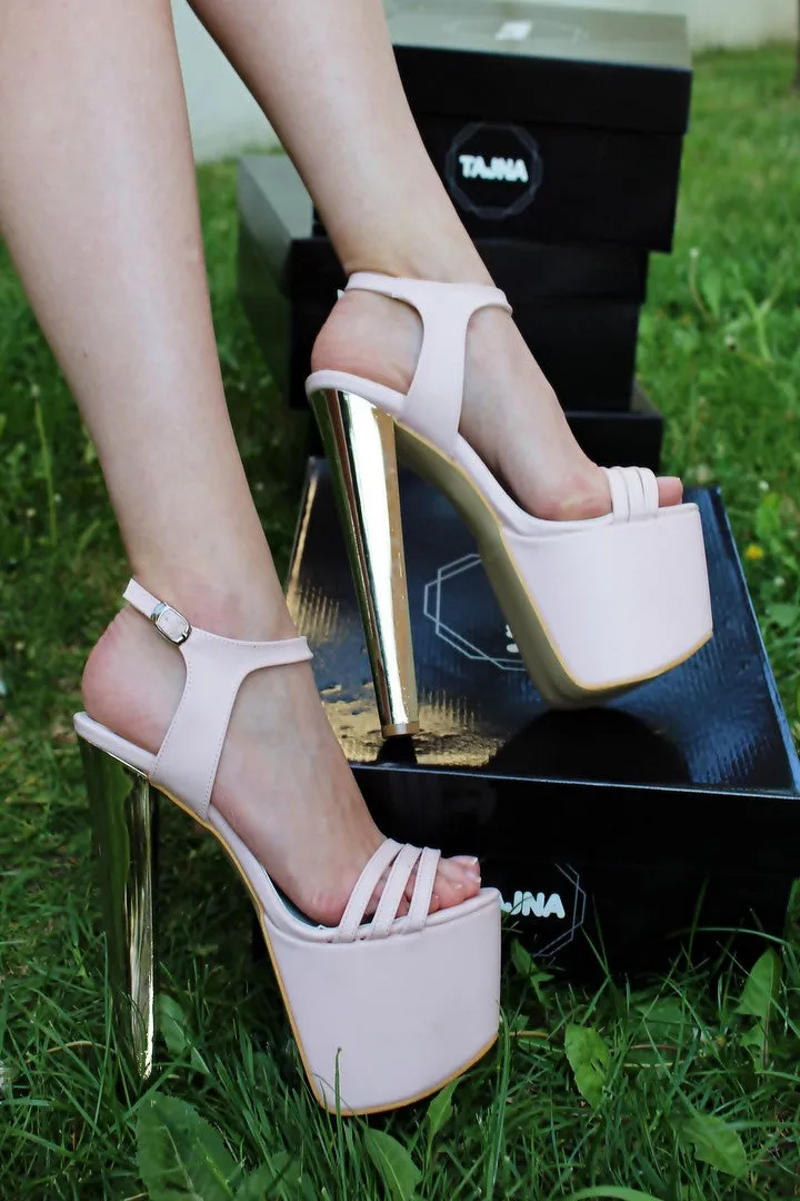 Ankle Strap Light Pink 19 cm High Heel Platform Shoes