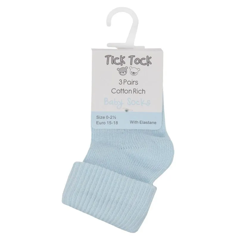 Baby 3 Pack Plain Sky Turn Over Socks (0-0, 0-2.5, 3-5.5) 44B459