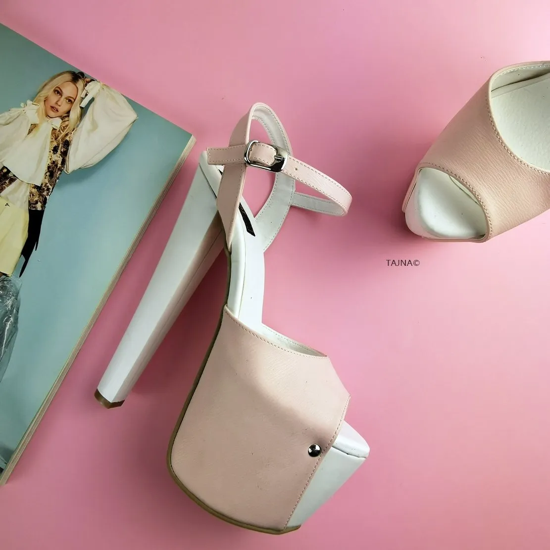 Baby Pink White Platform Sandals