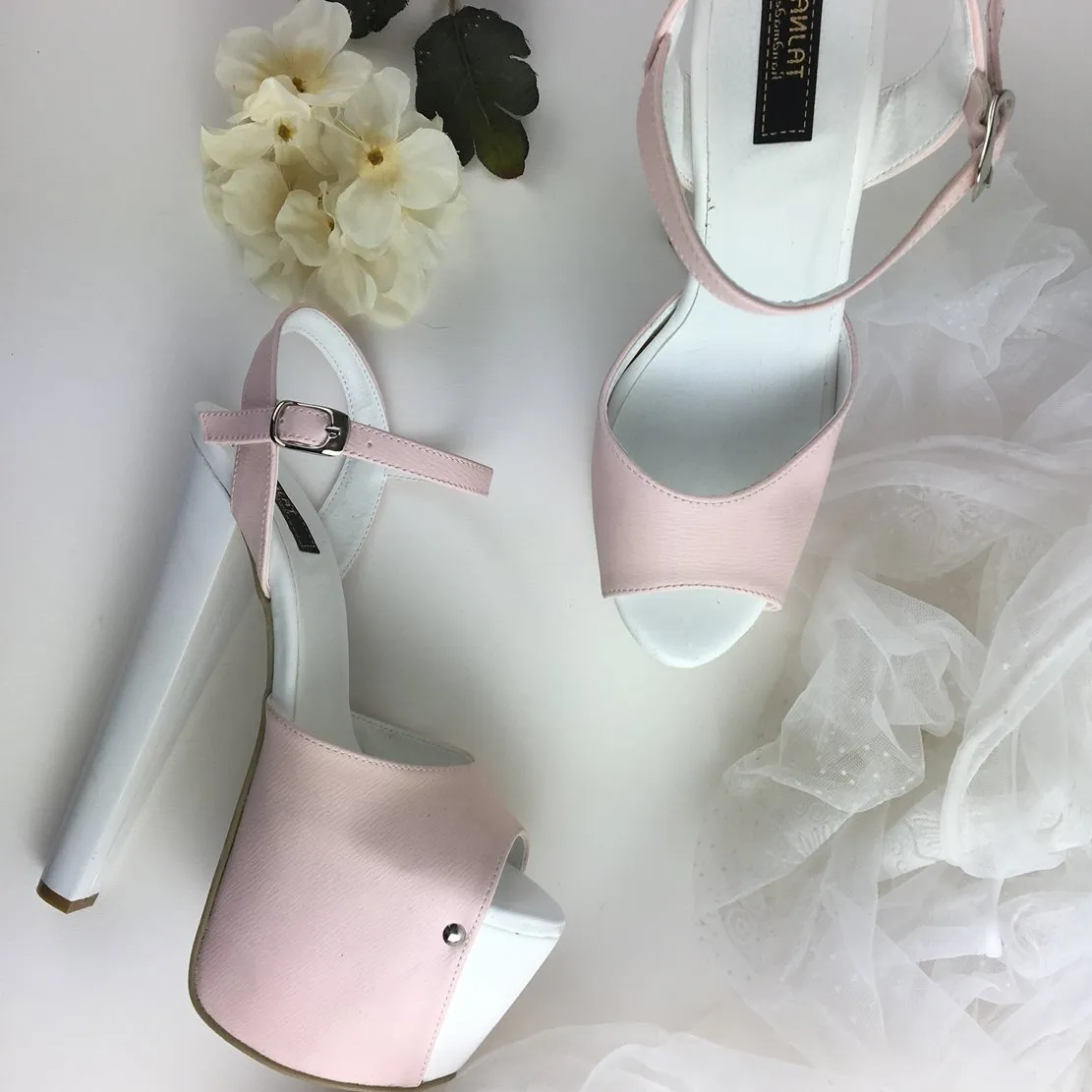 Baby Pink White Platform Sandals