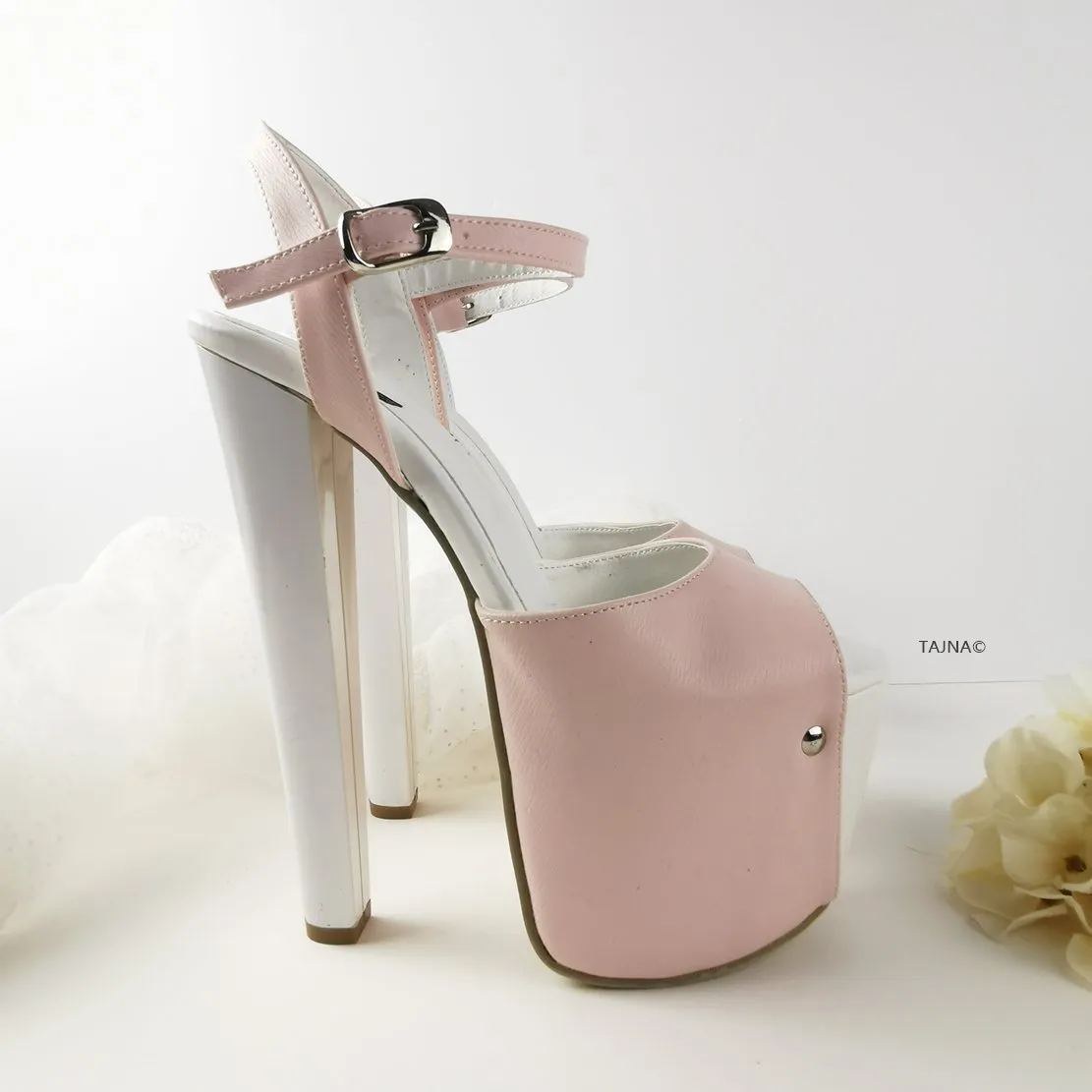 Baby Pink White Platform Sandals