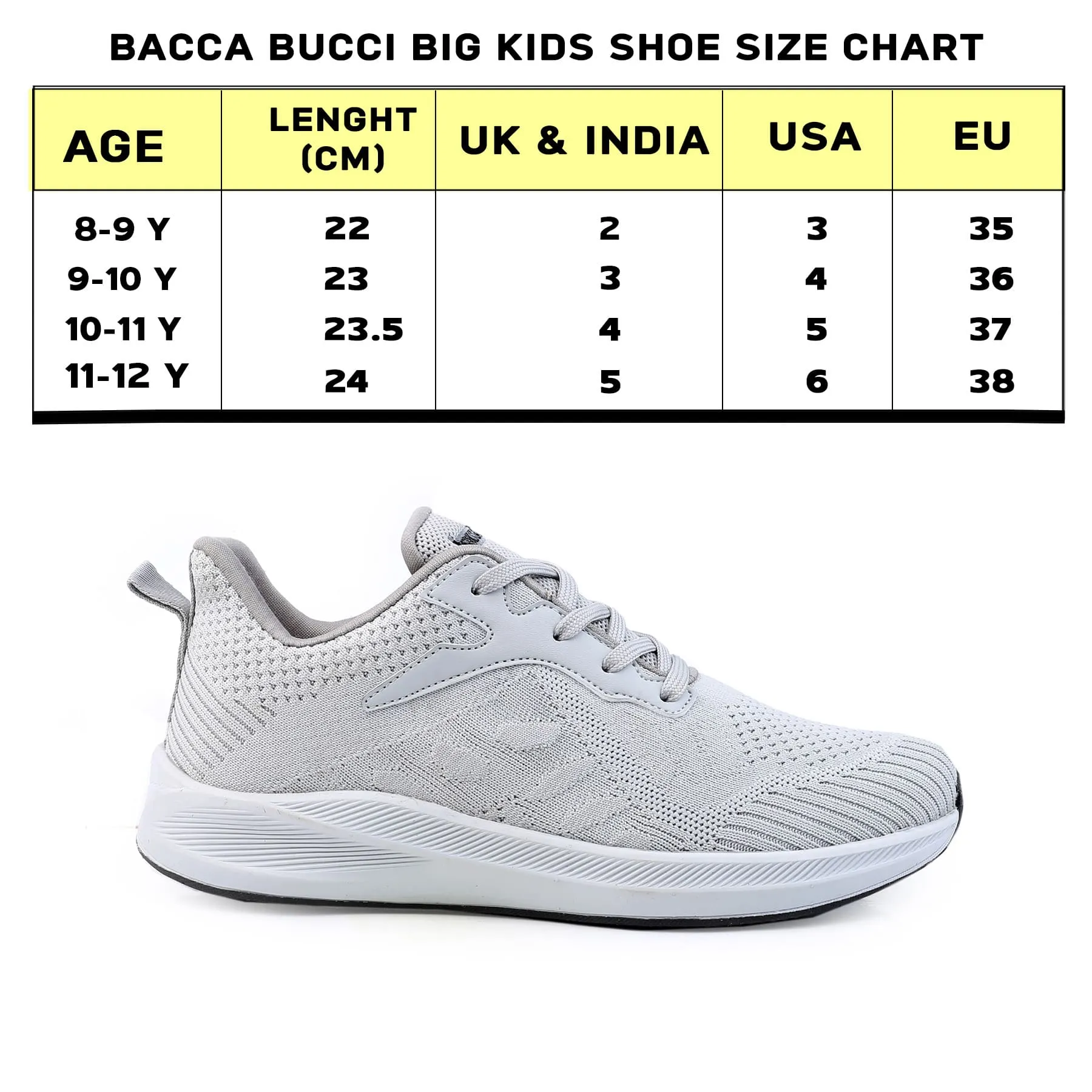 Bacca Bucci Boys or Girls Essential Knit Running Sports Shoe (Age: 8 year to 12 years)