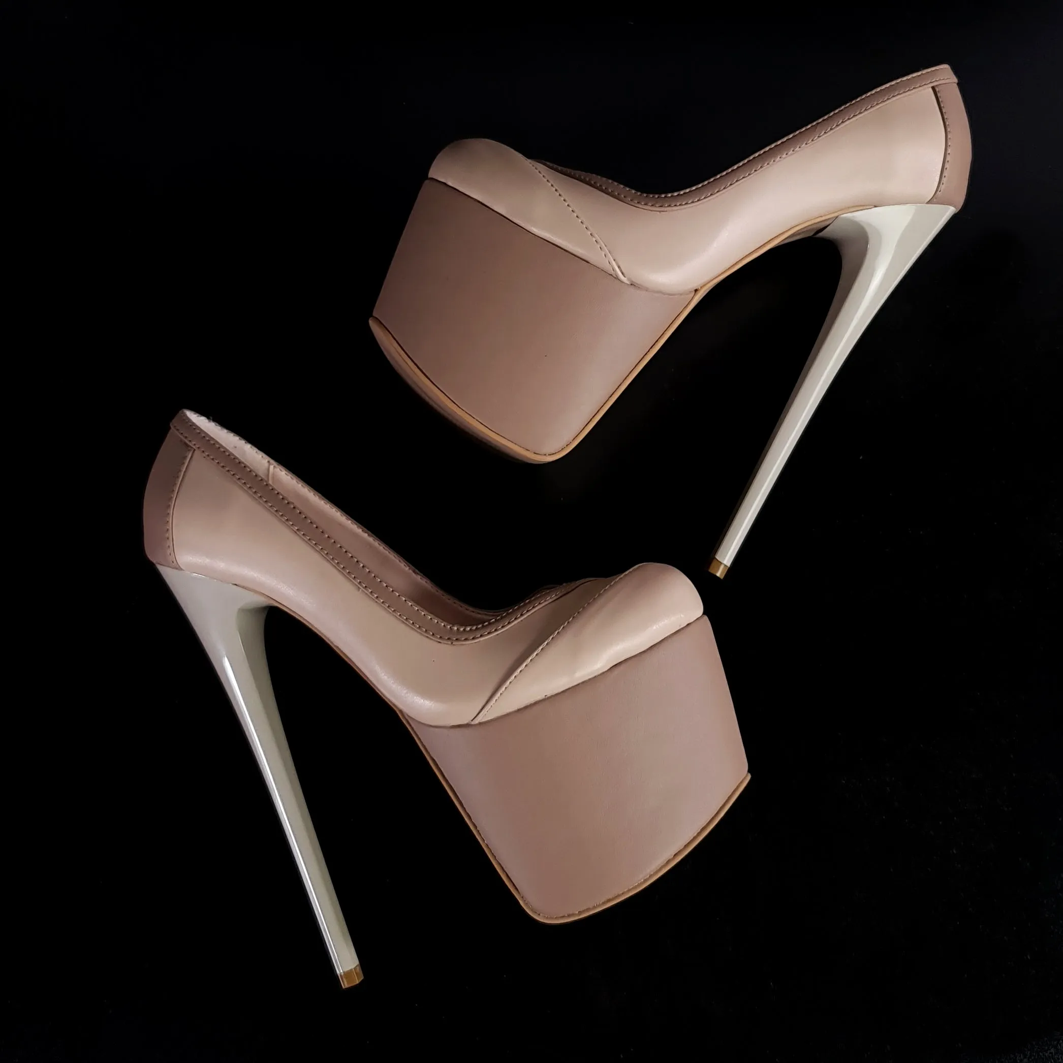 Beige Nude Matte Double Colour Pumps