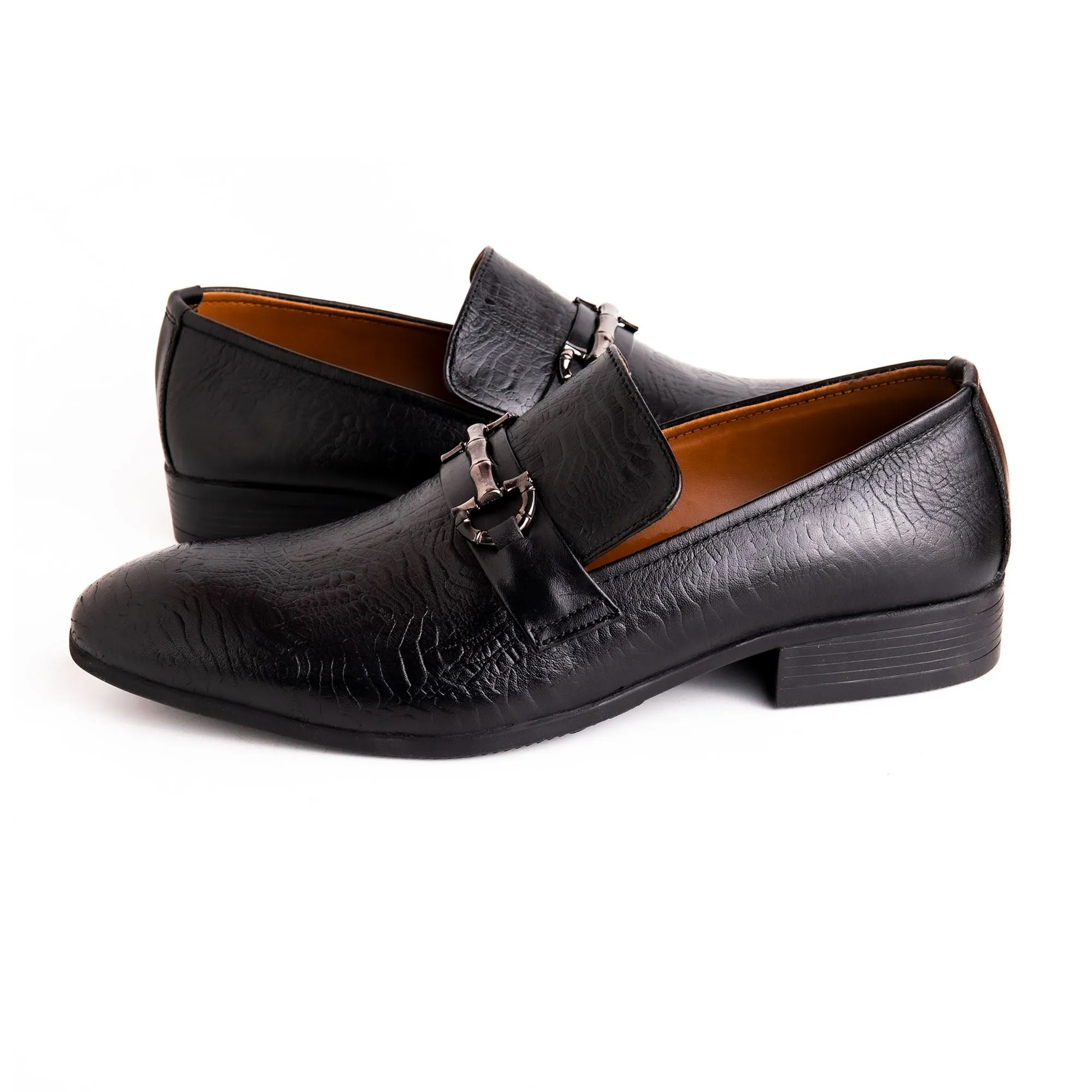 Black Buckled Leather Shoes