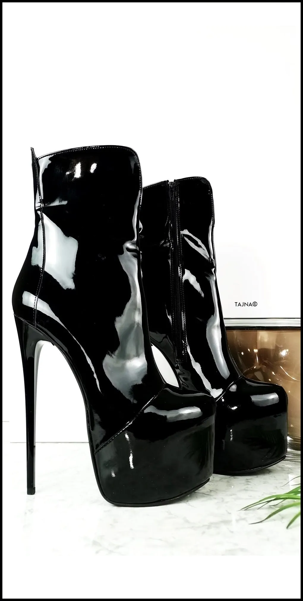 Black Glossy High Heel Boots