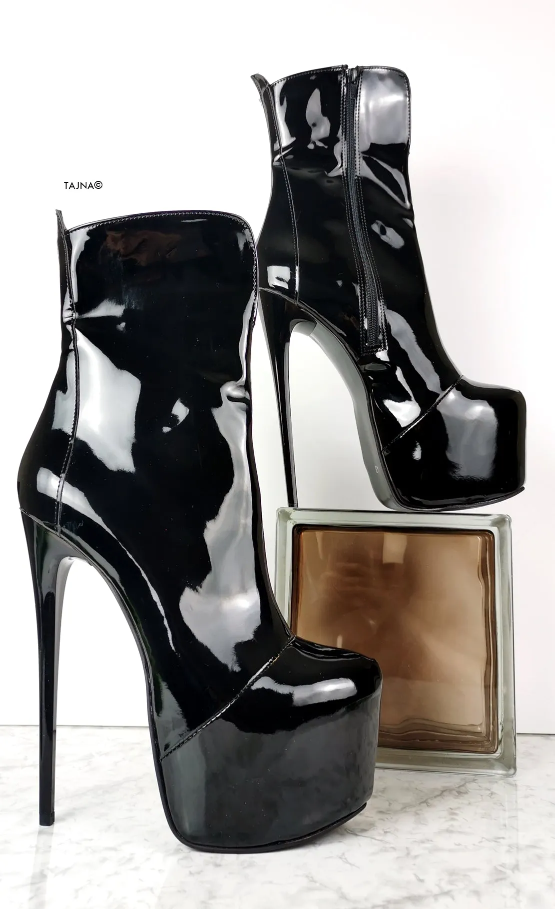 Black Glossy High Heel Boots