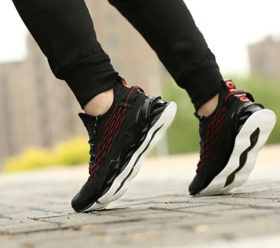 Black Knit Athletic Sneakers Mens Shoes Casual Running Essentials