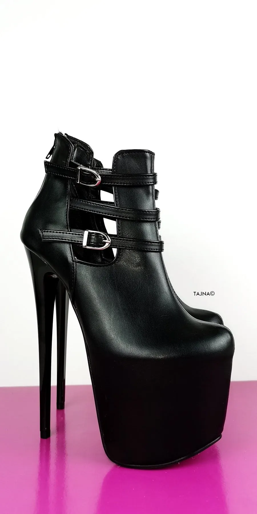 Black Matte Double Matte Ankle Boots