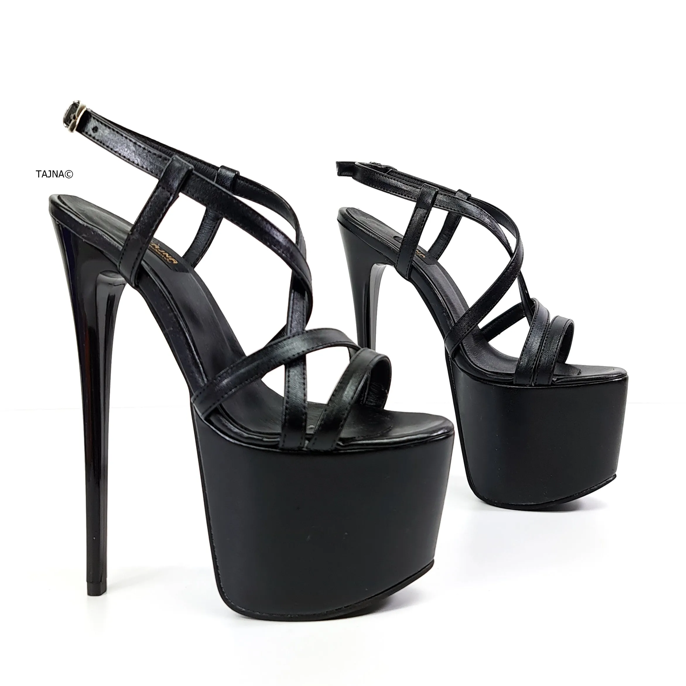 Black Matte High Heel Sandals