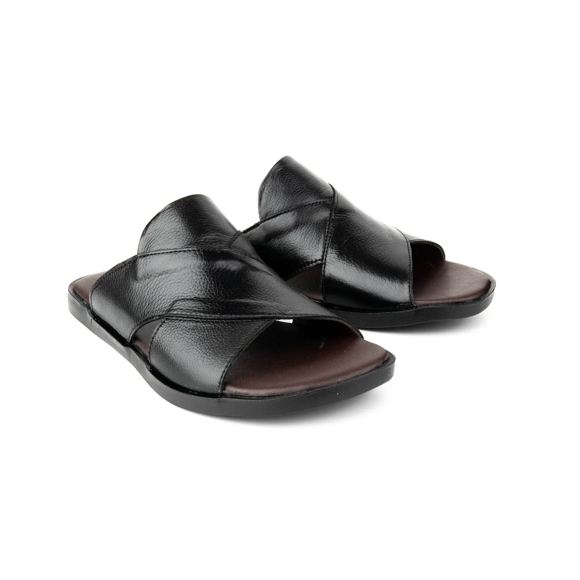 Black Premium Leather Slippers