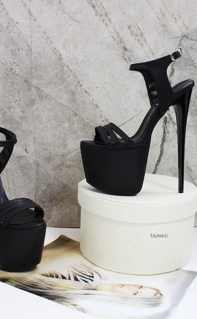 Black Triple Strap Platform Sandals