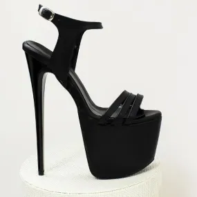 Black Triple Strap Platform Sandals