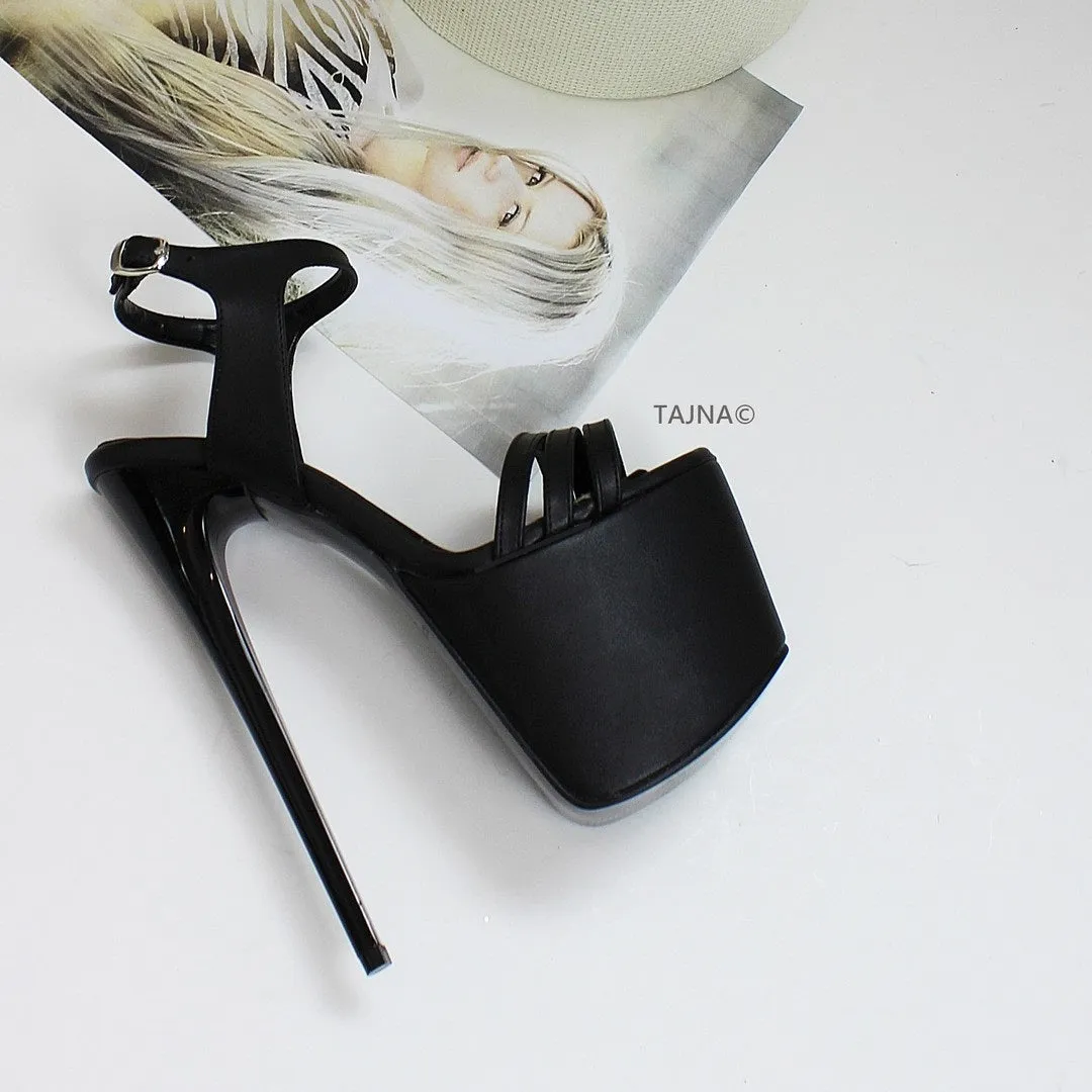 Black Triple Strap Platform Sandals