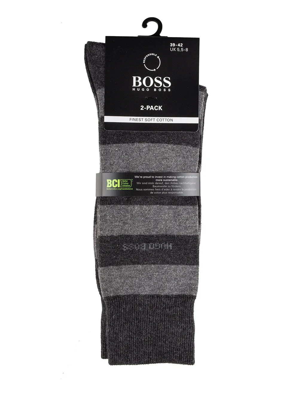 Boss 2P Block Stripe Sock Charcoal