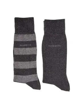 Boss 2P Block Stripe Sock Charcoal