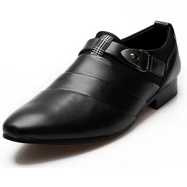 British Men Leather Shoes slip on Men's flats casual flats pointed toe