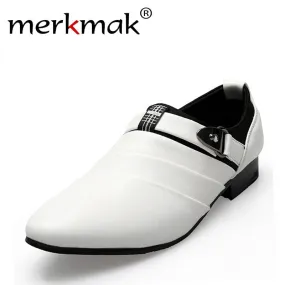 British Men Leather Shoes slip on Men's flats casual flats pointed toe