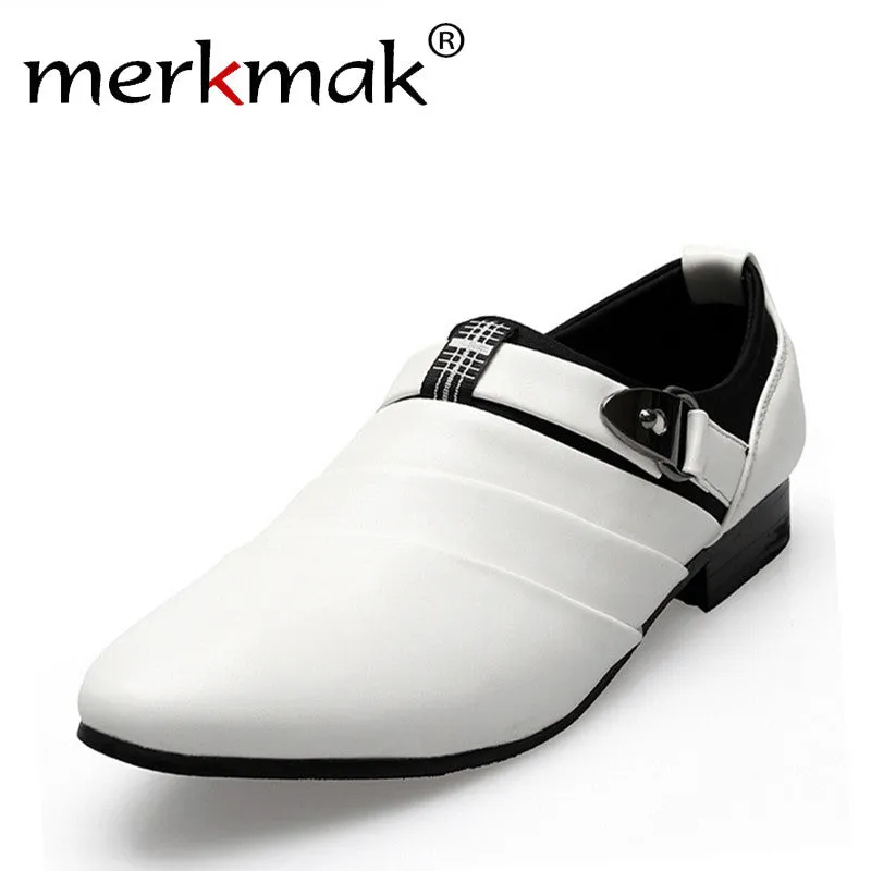 British Men Leather Shoes slip on Men's flats casual flats pointed toe