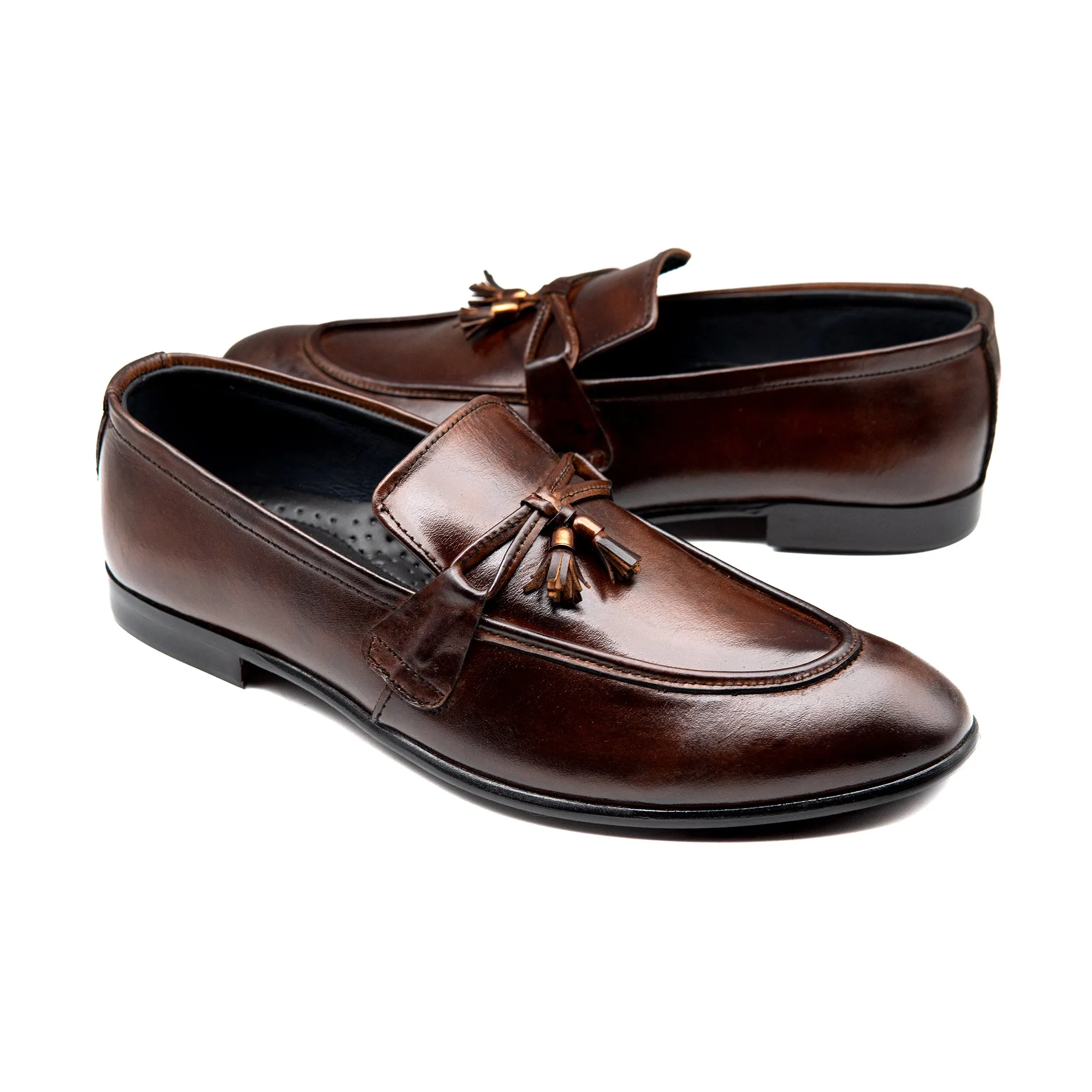 Brown Crossed Laced Tussle Executive Men Shoes