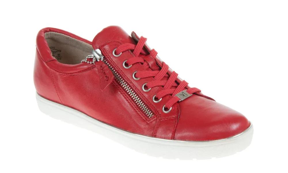 Caprice - Manou Zip-Up Leather Trainer Red