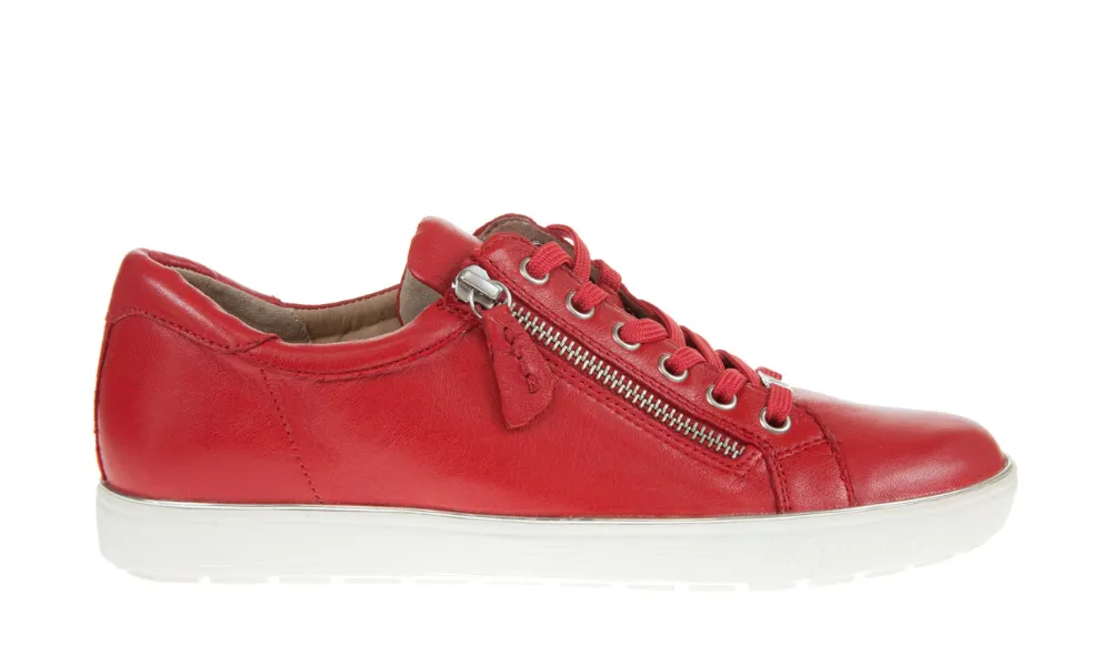 Caprice - Manou Zip-Up Leather Trainer Red