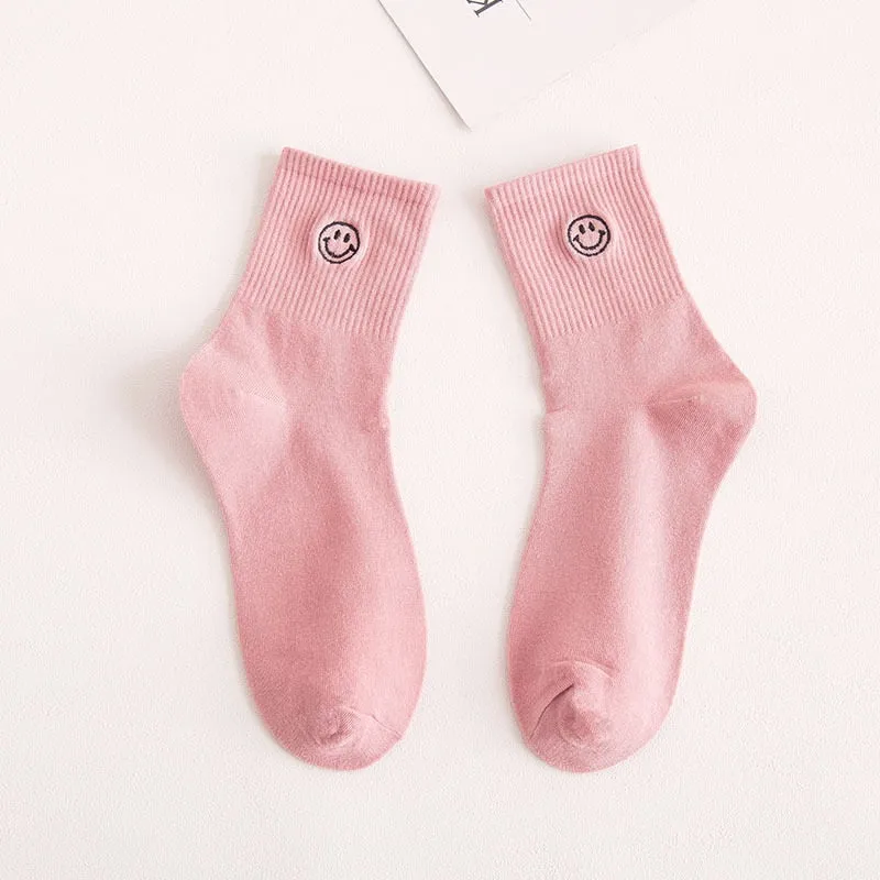 cartoon socks smiley face funny harajuku women kawaii cute happy streetwear cotton woman sock kobieta skarpety femme chaussettes