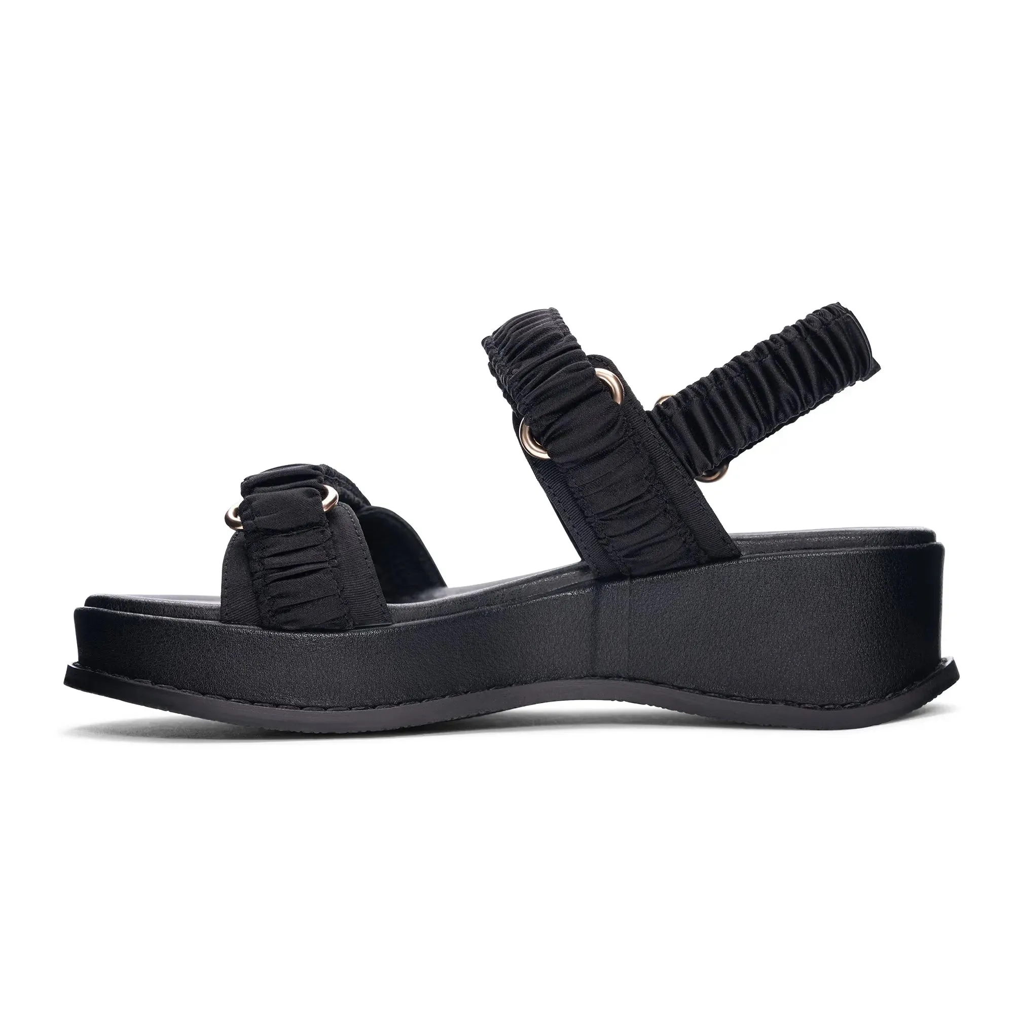 Cashy Sandal in Black Satin