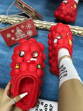 Christmas Peanut Furry Solid Slides