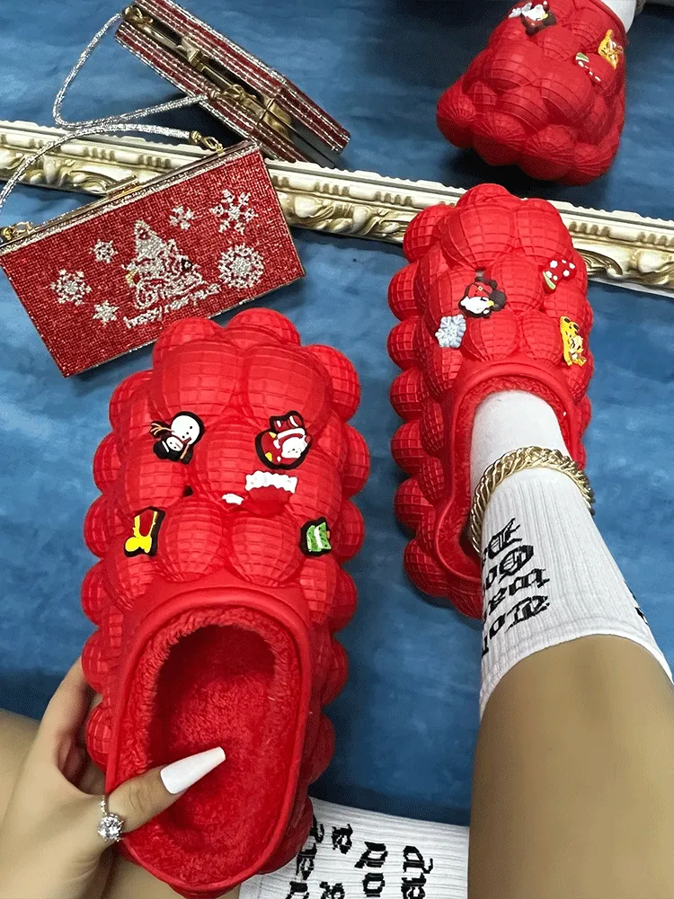 Christmas Peanut Furry Solid Slides