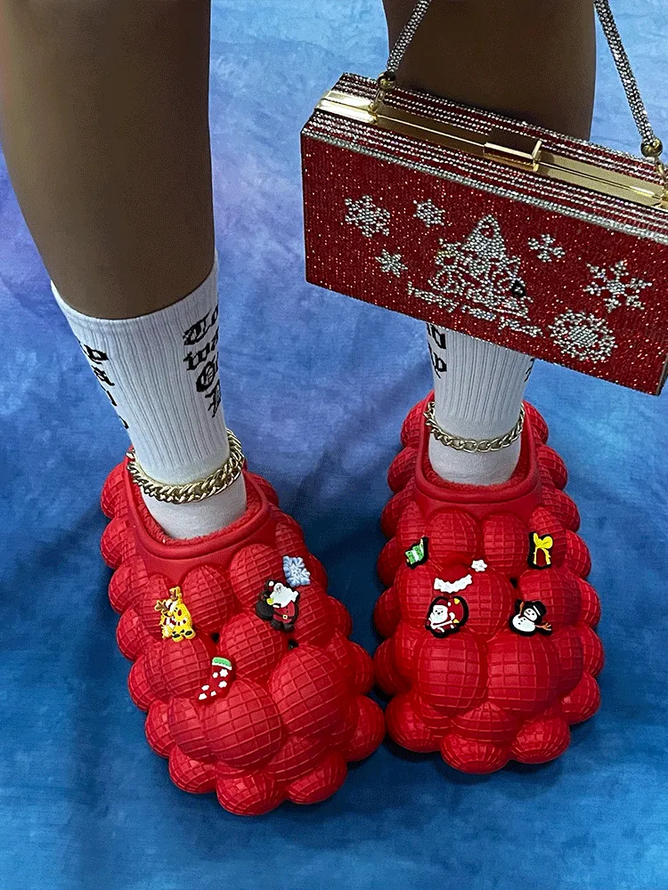 Christmas Peanut Furry Solid Slides