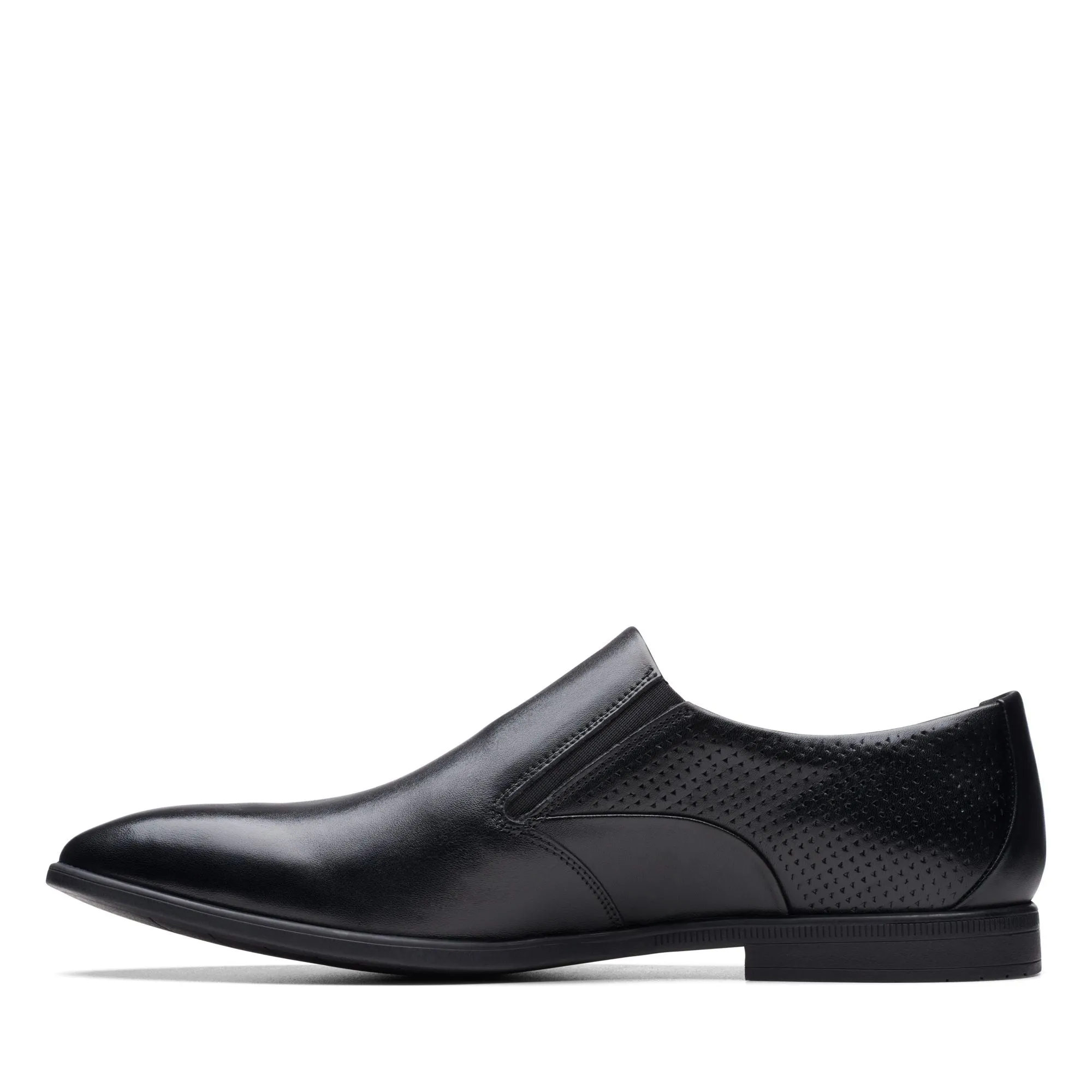 Clarks Boswyn Slip Black Leather - Standard Width