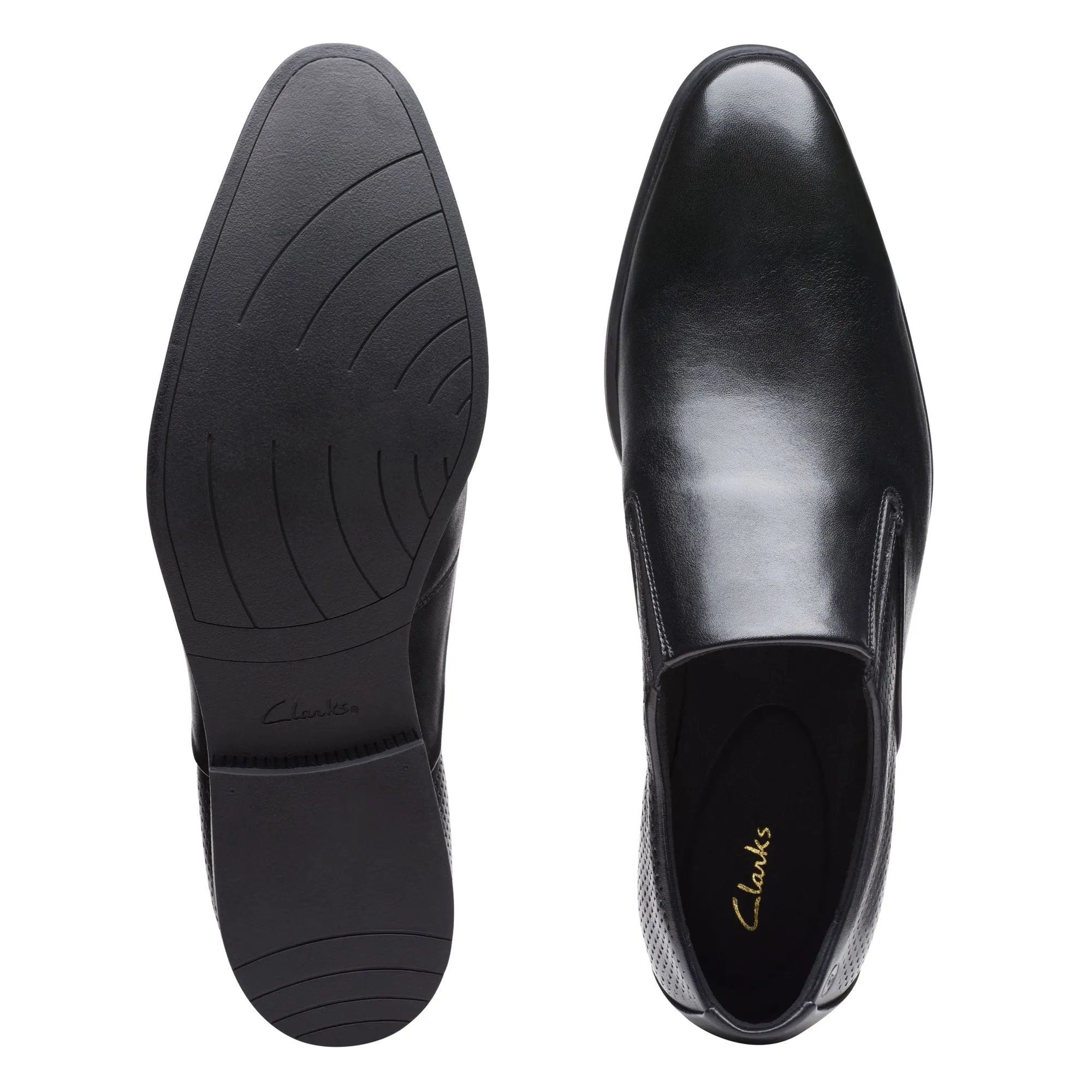 Clarks Boswyn Slip Black Leather - Standard Width