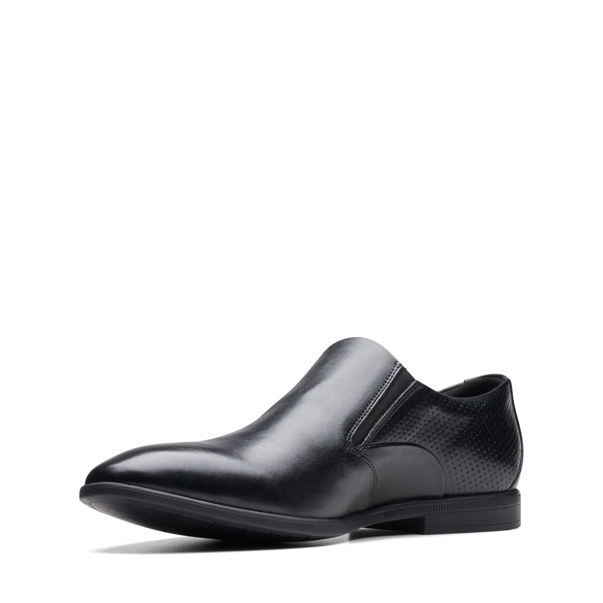 Clarks Boswyn Slip Black Leather - Standard Width