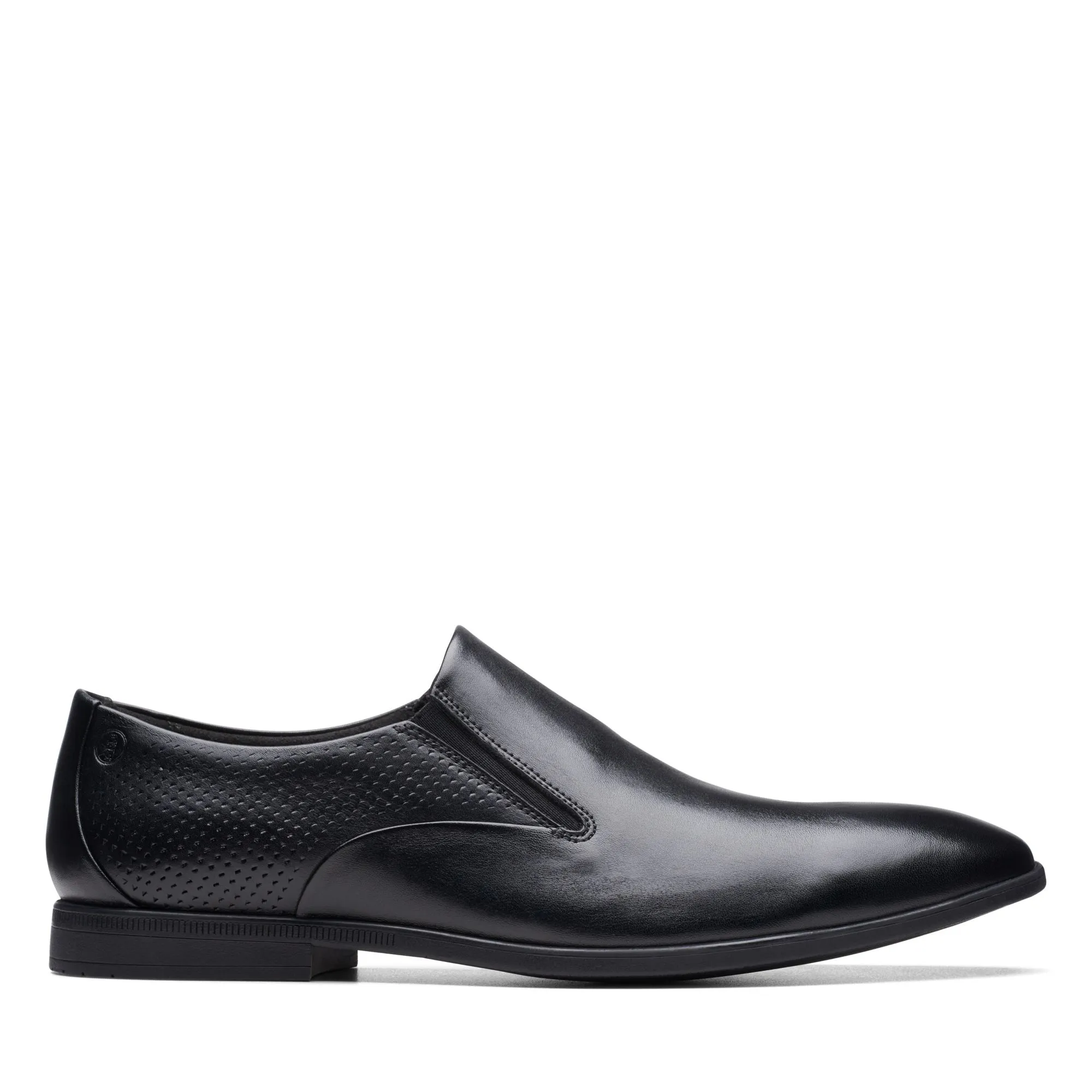 Clarks Boswyn Slip Black Leather - Standard Width