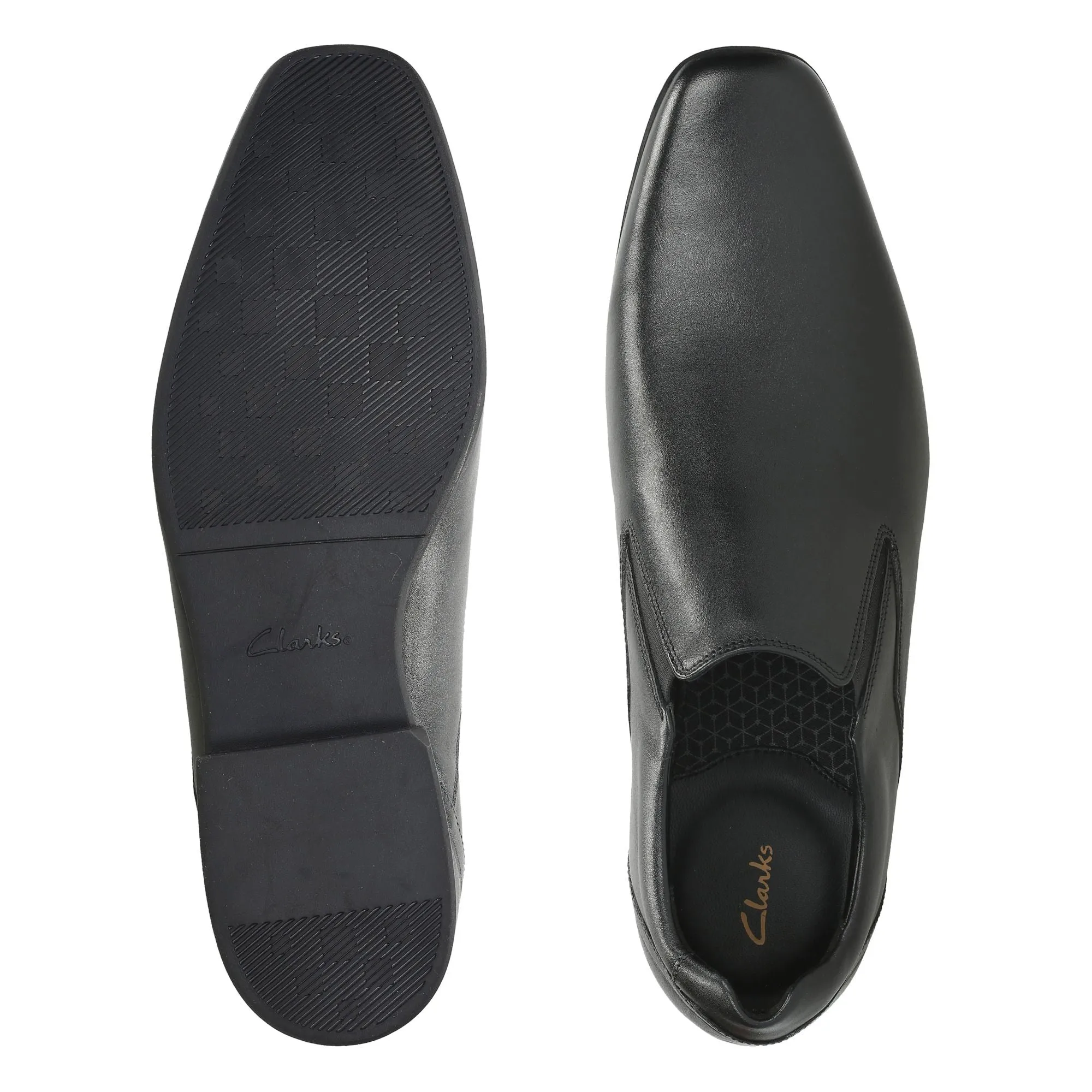 Clarks Glement Slip Black Leather