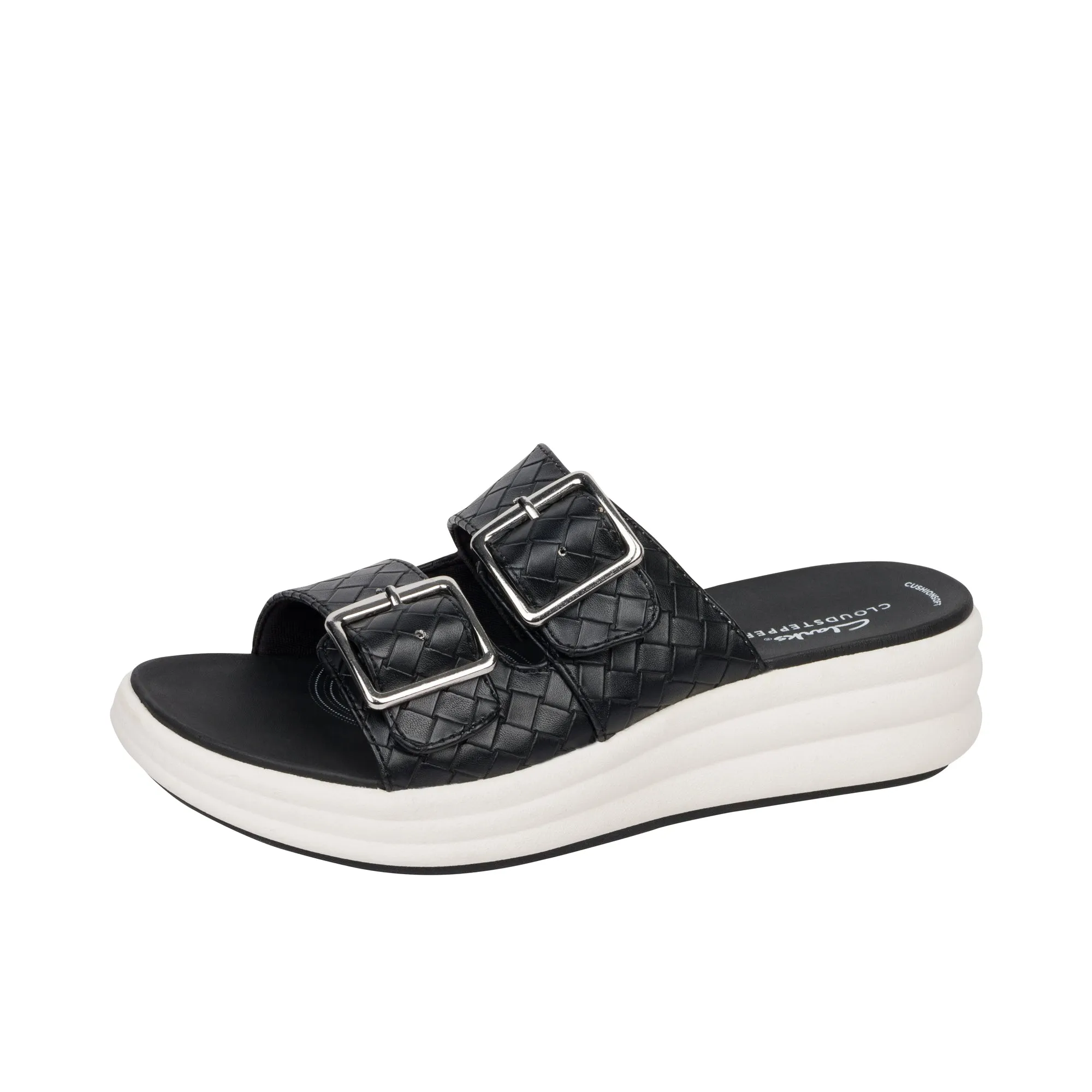 Clarks Womens Drift Buckle Black Woven