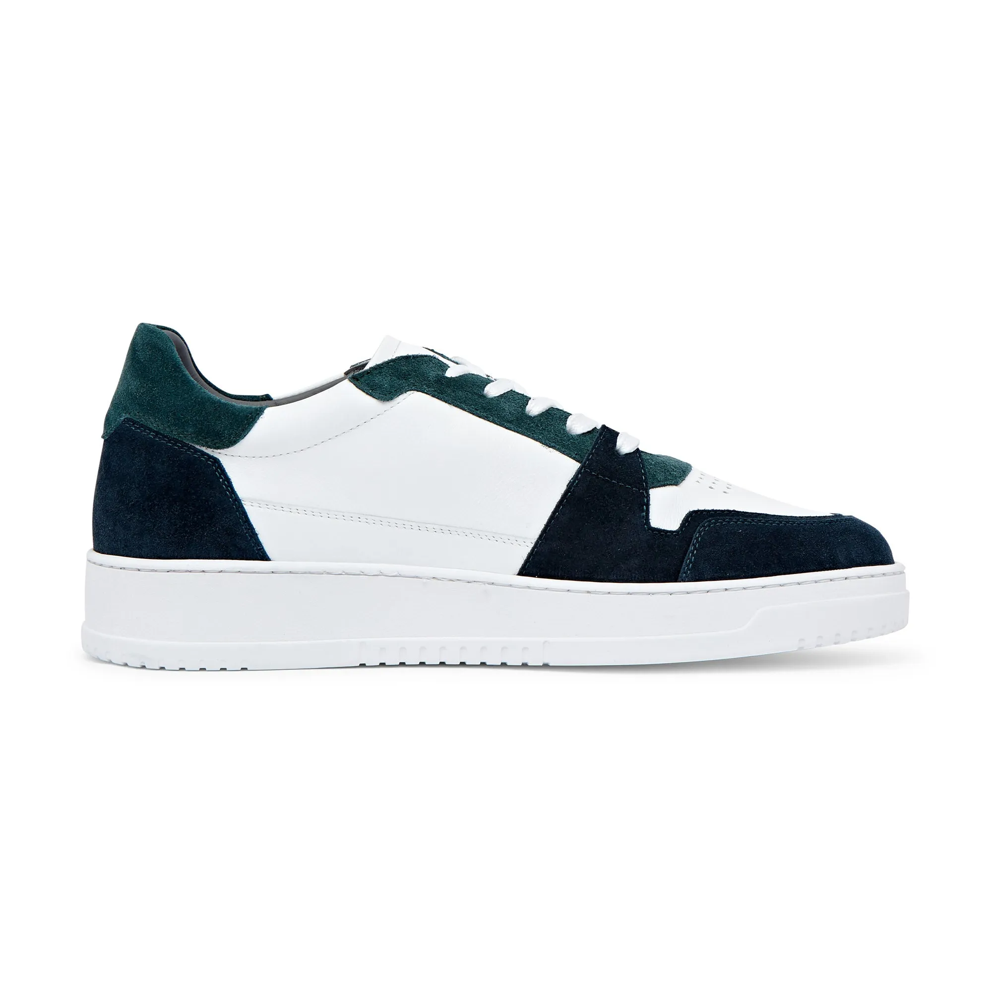 Corneliani Low Top Basket Sneaker (White & Teal)