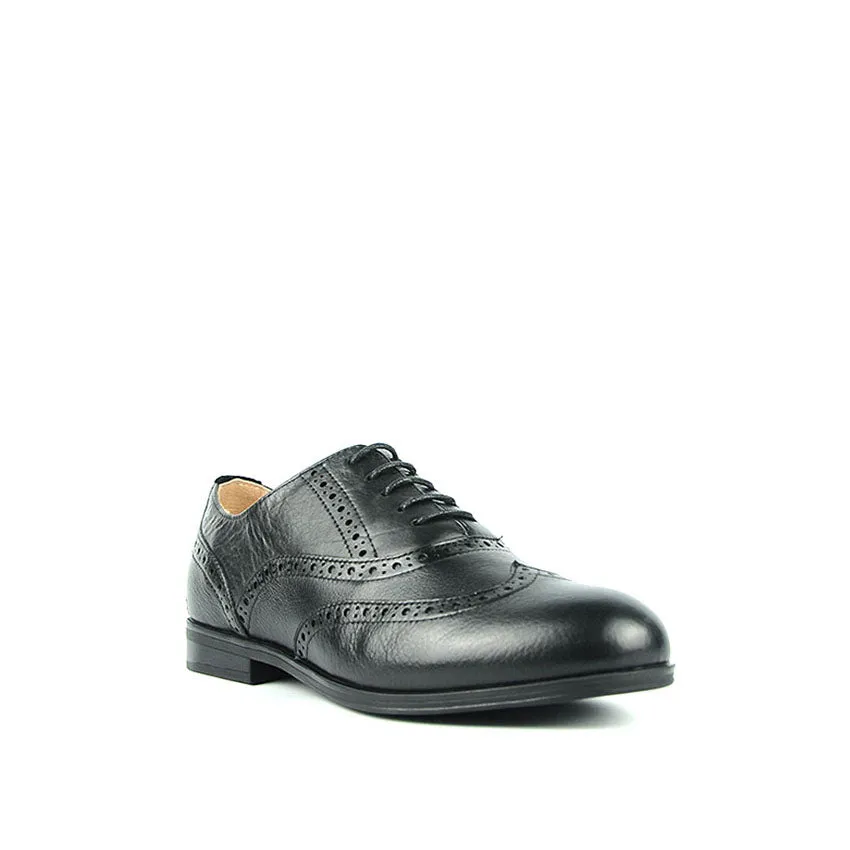 Courtney Wingtip Women's Shoes - Black Leather