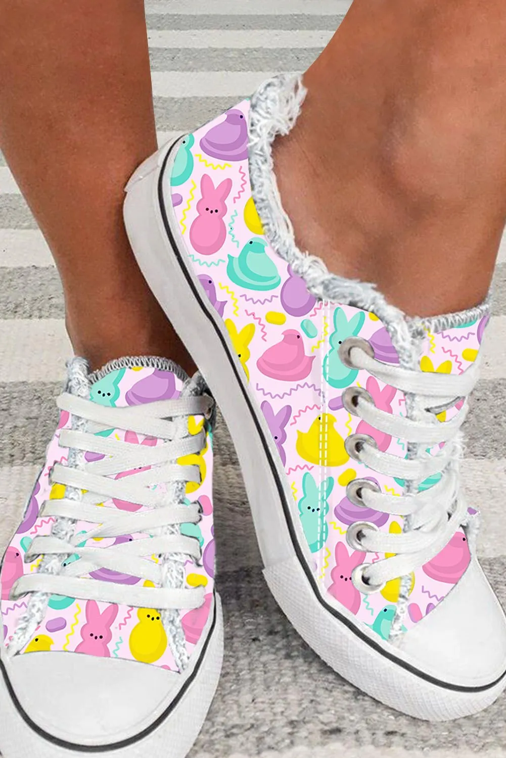 Cute Easter Rabbit Women’s Canvas Bunny Print Casual Shoes