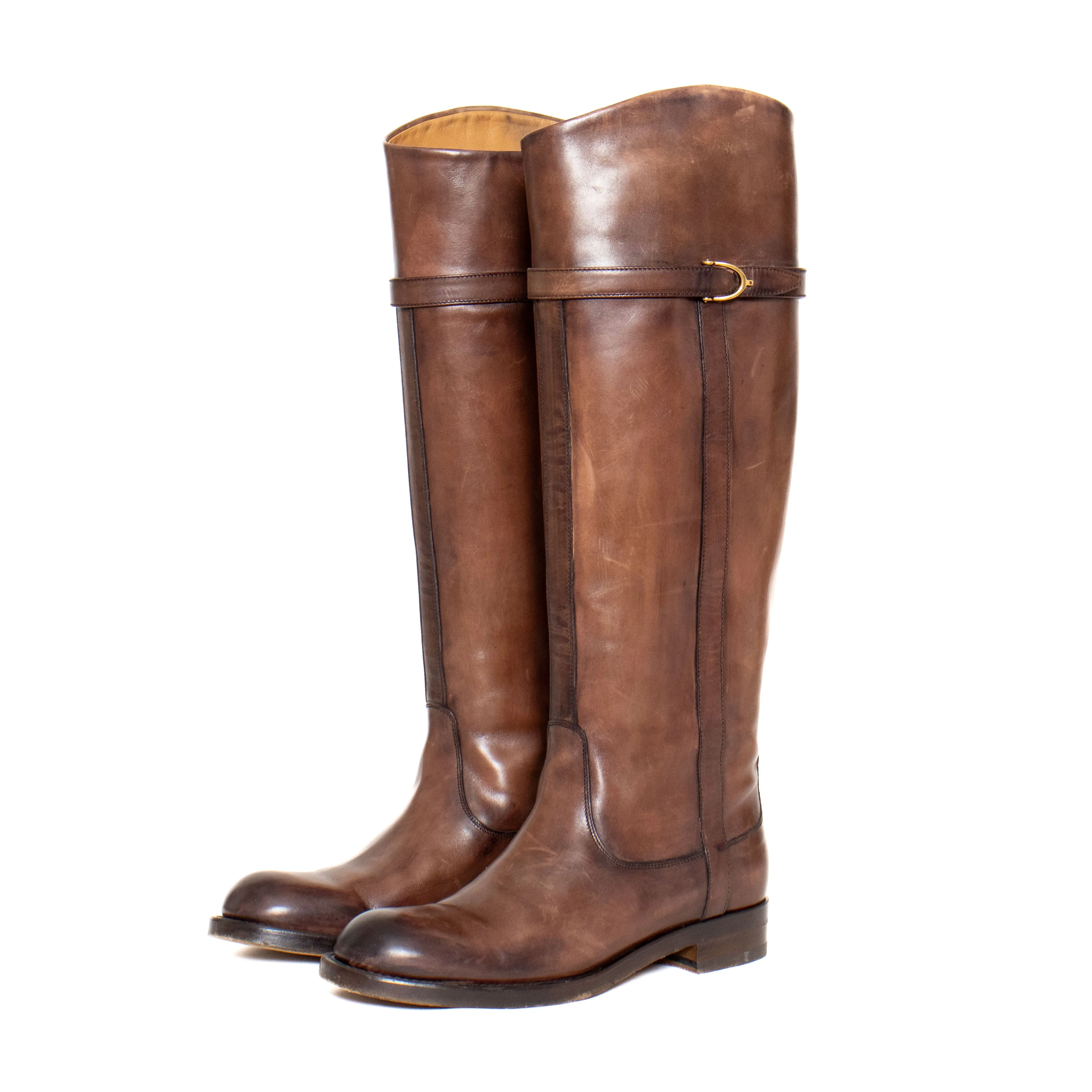 Dark Brown Leather Riding Boots 37